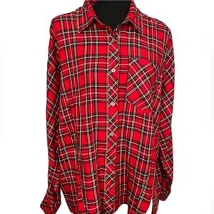 NWT Vineyard Vines Woven Plaid Weekend Button Down Red Velvet Top